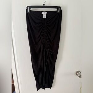 LNA Drawstring Ruched Black Skirt Size M